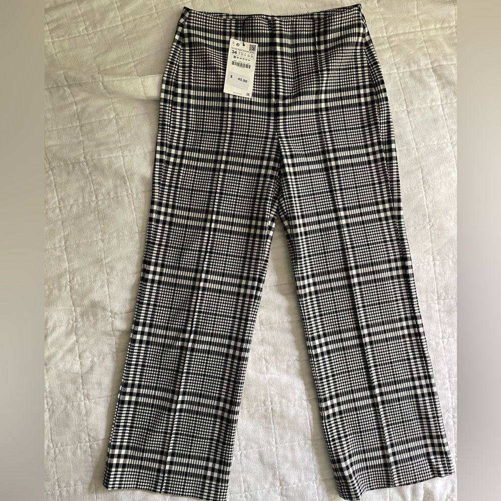 Zara Cropped Plaid Pants